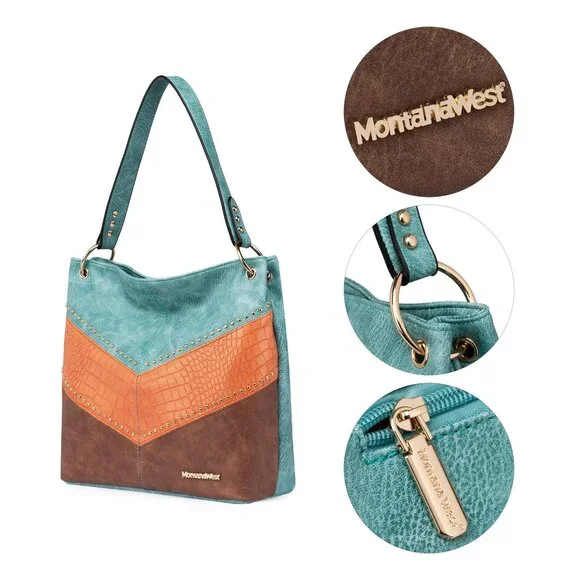 NWT Montana West Large Hobo Bag, Vegan Leather, Top Handle, Roomy Satchel Bag - Picture 3 of 5